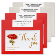 POPO FANCY 經典康乃馨胸針留言卡兩件組, 混色, 4個