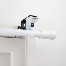 창안애 못없이 설치하는 커튼봉 안뚫어고리 세트 이지홀더 블랙 + 커튼봉, 블랙(홀더), 화이트(커튼봉)