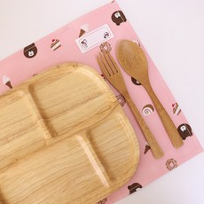 CHUCHUROOM 防水方形餐盤墊, 熊熊 粉紅色, 35 x 28 cm, 1個