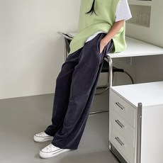 todayandlook 女款絲絨燈芯絨寬版鬆緊長褲