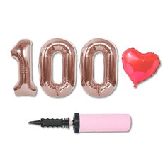 All That Party 100天紀念日氣球套裝 + 手動打氣筒組合, 混合顏色(氣球), 隨機出貨(手動打氣筒), 1套