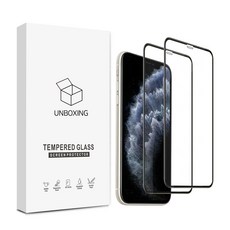 언박싱 아이폰 풀커버 프리미엄 3D 액정 보호 강화 유리 필름, 2개