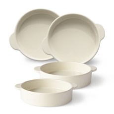 PRELUDE 素色雙柄圓形餐碗 L號 4件組, 象牙, 1套