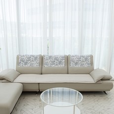 면린넨 뜨왈 소파등 논슬립 헤드커버, 그레이, 1개