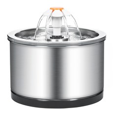 Pure Water 全不鏽鋼寵物飲水機 2.5L + 轉接頭, 單一商品, 混合色