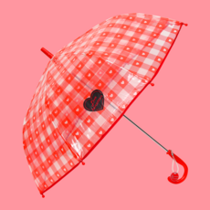 Benetton 女童心形格紋透明雨傘 QCETP6211RD