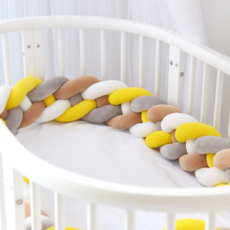 Happy Mine 溫暖柔軟麻花捲床圍 1m, 白色 + 灰色 + 黃色 + 棕色