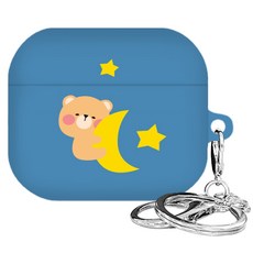 KKAMITTO 可愛軟萌保護殼 + 鑰匙圈, AirPods 3, 藍色 夢想熊, 1個