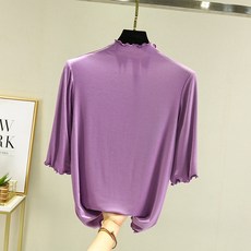 여성용 모달 터틀넥 하프 탑