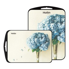 Holin優質3層TPU雙面砧板 排水器繡球花 2件組, 1套, 雙面砧板大+中