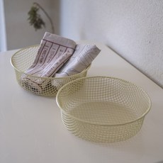 VILLAT 粉彩色調圓形鐵製籃子, 檸檬黃, 2個