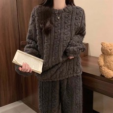 Twistar 女款麻花超細纖維睡眠睡衣上下套裝