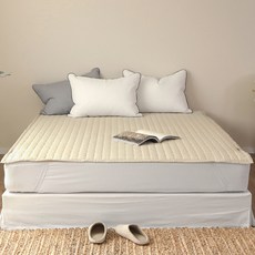 이블랑 여름 향균 시어서커 침대 패드, 베이지