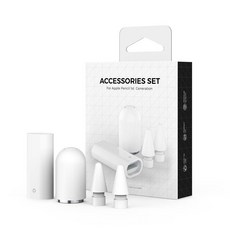AHA STYLE Apple Pencil 第 1 代筆尖筆芯筆尖 2p + 蓋帽 + 可充電性別套組, 白色, 1組