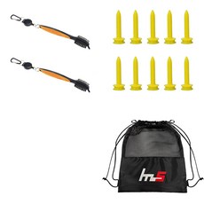 NAYASTYLE 高爾夫球桿頭清潔刷 2入 + PE 高爾夫短球釘 10入 + 收納袋組合 GFYP-10-8+170-2PU, 混合色