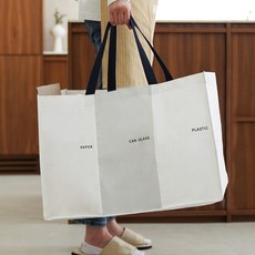 가쯔 일체형 타포린 재활용 분리수거함 3칸, 화이트