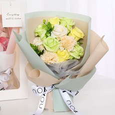 틴코 조화 장미 11p 꽃다발, 옐로우그린