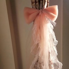 Ruby Coco 蕾絲荷葉邊緞帶窗簾綁帶 20 x 60 cm, 香檳色 單入, 1個