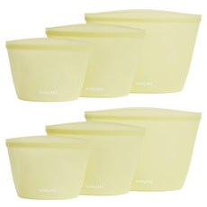 EasySili 多用途矽膠拉鍊袋 500ml x 2入 + 1L x 2入 + 1.5L x 2入 套組, 1套, 黃色