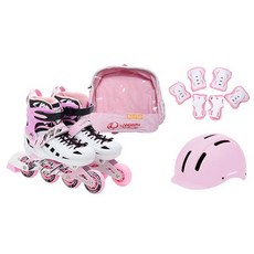 LANDWAY 兒童用動感直排輪 + 安全帽 + 護具 + 收納袋組合, 1個, 粉色全套組