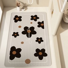 Daysoy 多款設計吸盤式浴室浴缸防滑墊 70 x 40 cm, 21 黑色花朵, 1個