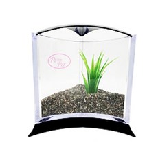 Rora Pet 三角魚缸+人造水草隨機出貨套組, 黑沙