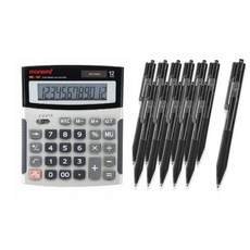 모나미 계산기 MC-101 + 볼펜 FX153 0.7mm 12p, 블랙, 1개