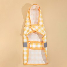 웨이비데이즈 강아지 로디 체크 레인코트, 옐로우, 1개