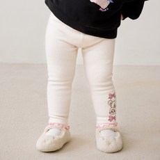 mollimelli 可愛蝴蝶結兔子刷毛羅紋內搭褲