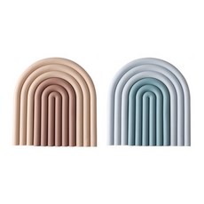 톤온톤 배색 무지개 소품 얇은 라인 냄비매트 2종 세트, 베이지, 블루, 1세트