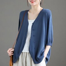 Sonio 女款寬鬆版七分袖針織開襟衫