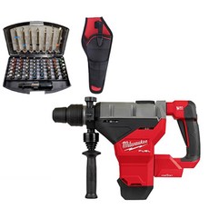 Milwaukee 充電 SDS MAX 8 公斤鎚鑽裸工具 M18 FHM-0C + 鑽頭 TP009 55 件套, 1套