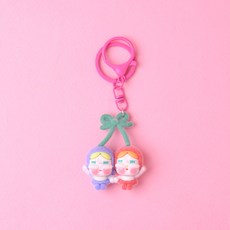 Crying Baby 櫻桃植絨鑰匙圈, 1個, 粉紅色