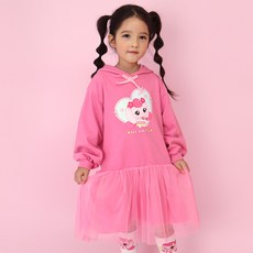 PremierFam 兒童款 奇妙萌可 愛心萌可 連帽九分荷葉邊洋裝