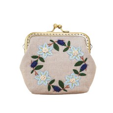 刺繡DIY組合 錦囊錢包 方形, 1套, 藍色花
