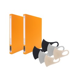 희망사무포인트 PP 레버 4단 가림판 화일 노랑 A4 HT52A2 2p + 인디케어 에어로 실버 마스크 3종 x 2p 세트 ID21A0, 1세트