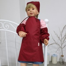 兒童素色頸掛式圍裙 + 頭巾 + 袖套 3件組