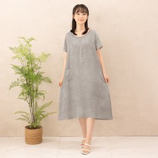 Yeonliji 女款人造絲自然加工短袖連身裙 TOPS00