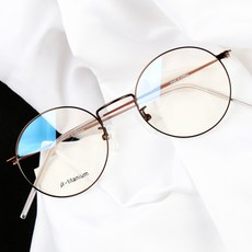 베이마 고탄성 티타늄 동글이 오버사이즈 투톤 렌즈없는 안경테 K01 + 케이스 + 안경닦이 세트