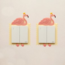 Allode 動物開關貼紙 2入, NO 03 米色紅鶴