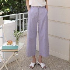 빼빼 여성용 머레이 린넨 허리뒷밴딩 와이드 8부 바지