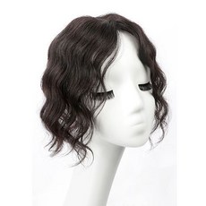 Hi-yuni 人發嬉皮燙捲捲發頂蓋假髮 20 厘米, 1個, 自然黑