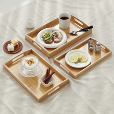 네이쳐리빙 내츄럴 뱀부 대나무 트레이 3종 세트, 1세트