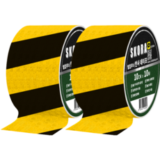 SKORA 夜光警示膠帶, 2捲, 黃色 黑色