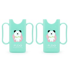 FLEXA 迷你雙把手飲料架, 薄荷綠 小熊款, 2入