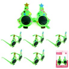 PARTYSHOW 聖誕樹眼鏡, 綠色, 6個