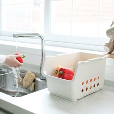 LIVING HAPPY Olli 可堆疊廚房收納盒, 1個, 象牙白