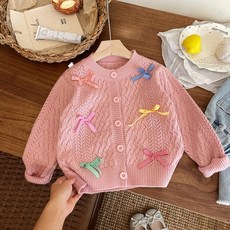 Yuburi女童款Madarra五彩繽紛蝴蝶結針織衫