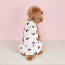 PASTEL PET 寵物圓滾滾小熊連身裙, 白色, 1個