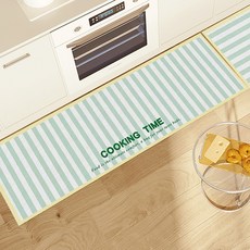 Bareunliving PVC廚房地墊 水槽腳踏墊, 條紋綠色, 1個